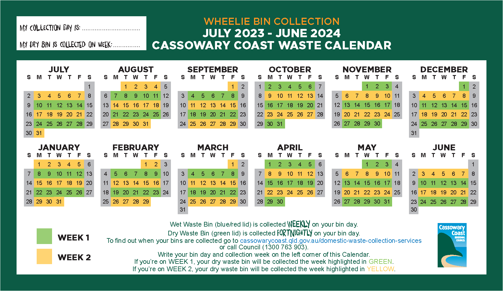 Cassowary Coast Waste Calendar