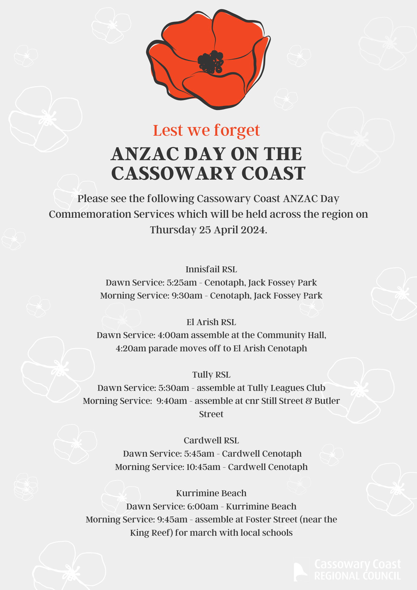 Cassowary Coast ANZAC Day 2024 Cassowary Coast Regional Council
