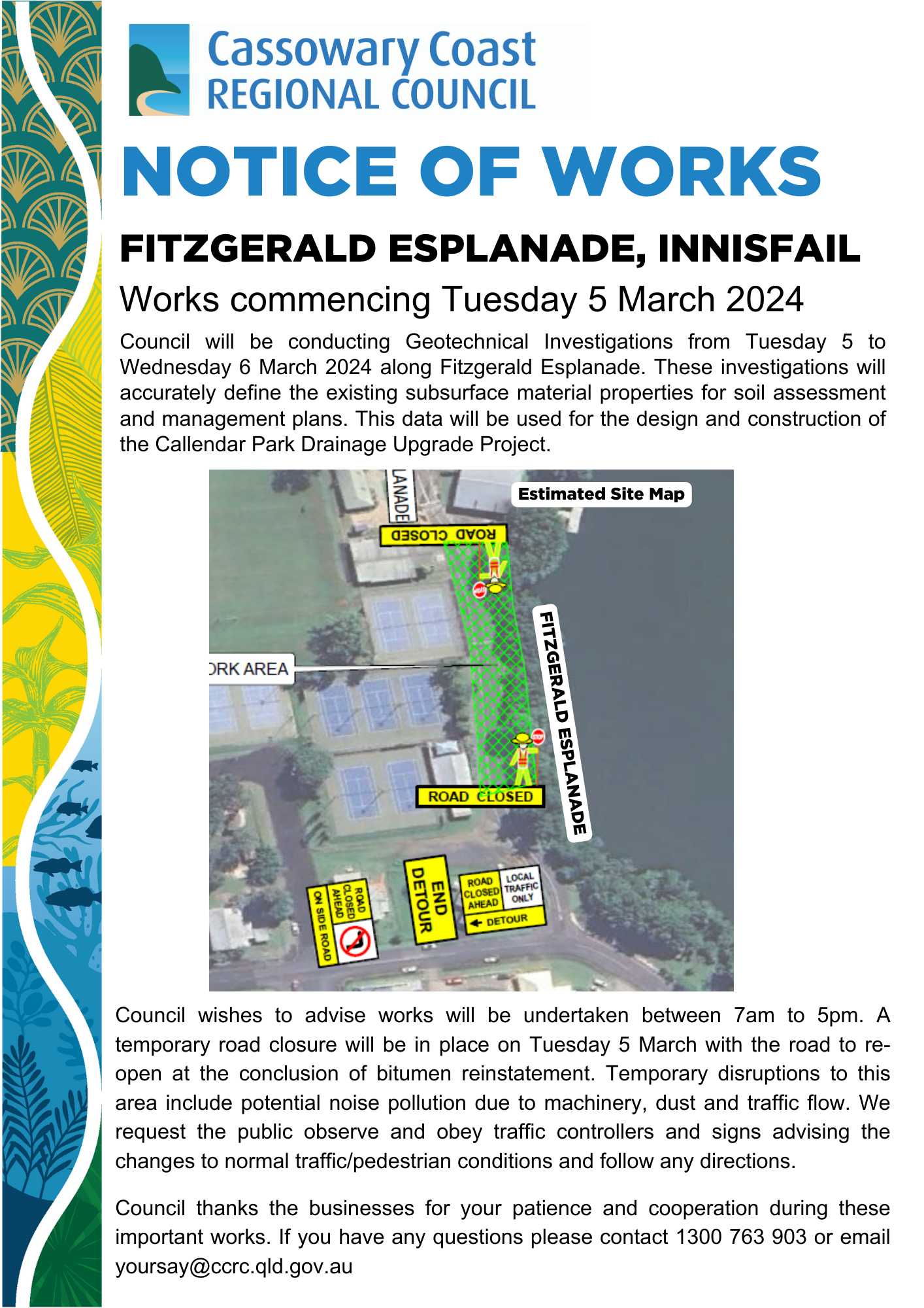 Notice of works fitzgerald esplanade