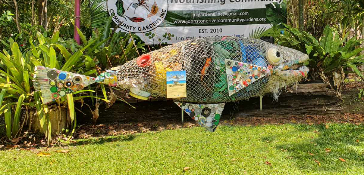 fish made out of junk for junk art project