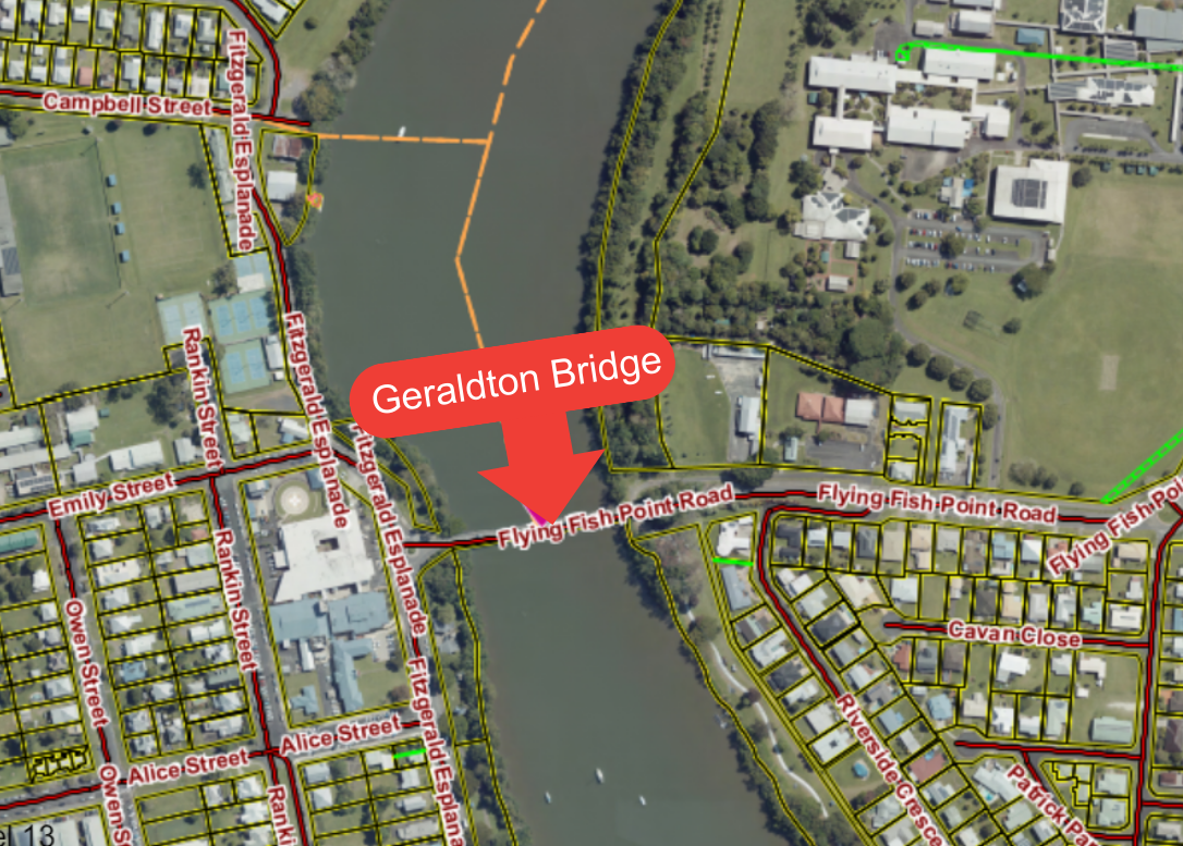 Geraldton bridge works map