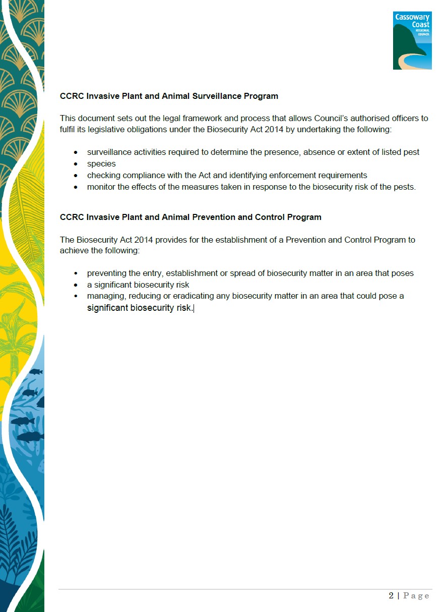 Notice of biosecurity programs1