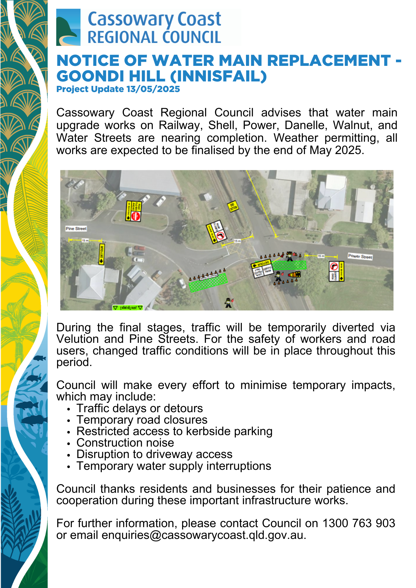 Water main works Goondi