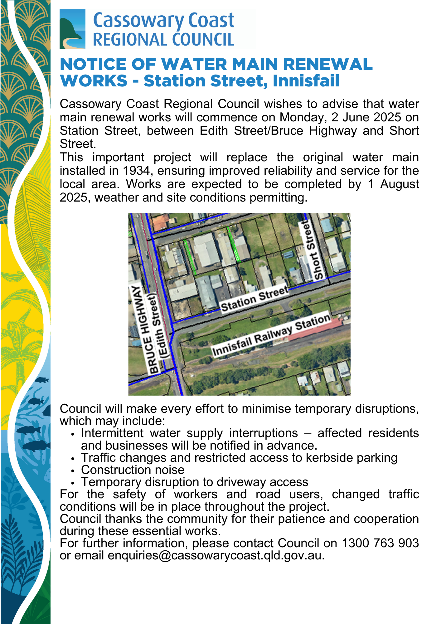 Water main renewal works station street