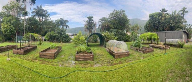 Garden beds at Tully Caravan Park