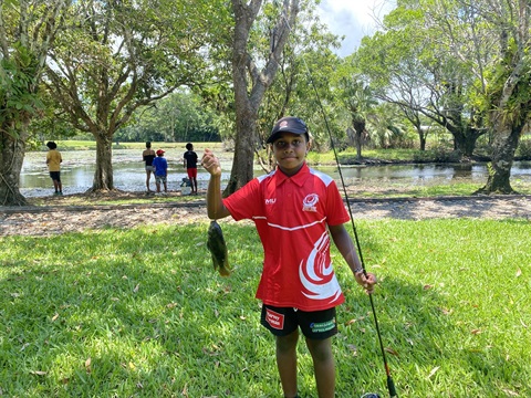 Competitor at the 2024 Tilapia Tournament at Warrina Lakes